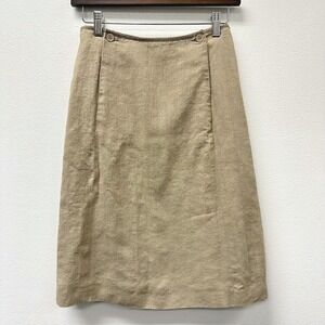 Vintage Fendi A-Line Twill Ramie Skirt‎ Beige Size 6